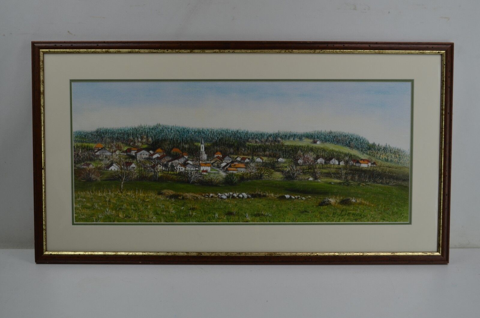 Eliane lienard (xxth century) pastel "landscape of rantechaux in the doubs" signed lower right