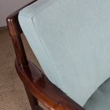Danish 3 seater sofa in Rosewood and new fabric by Grete Jalk for Poul Jepessen 1960.