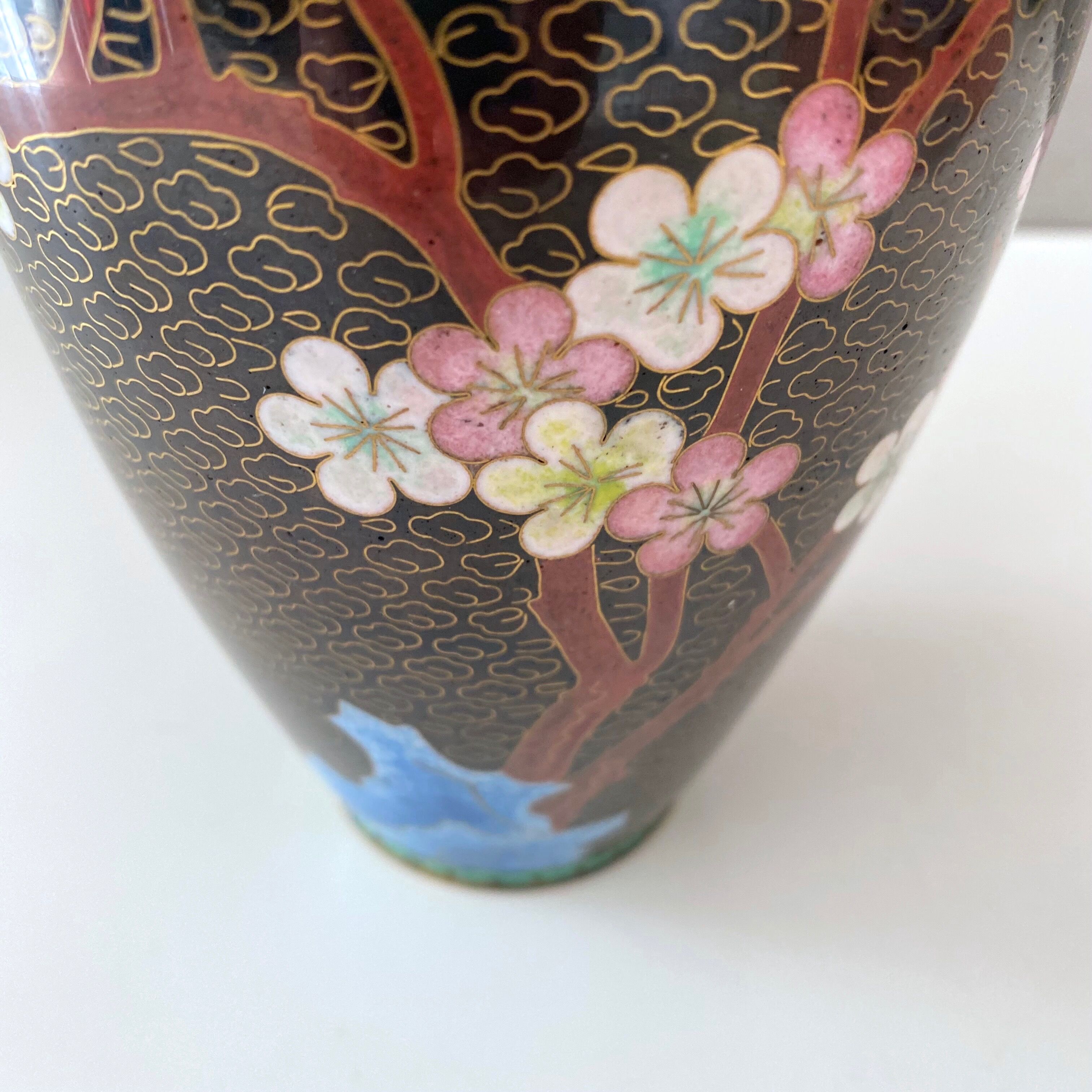 Cloisonne vase, vintage enamel vase