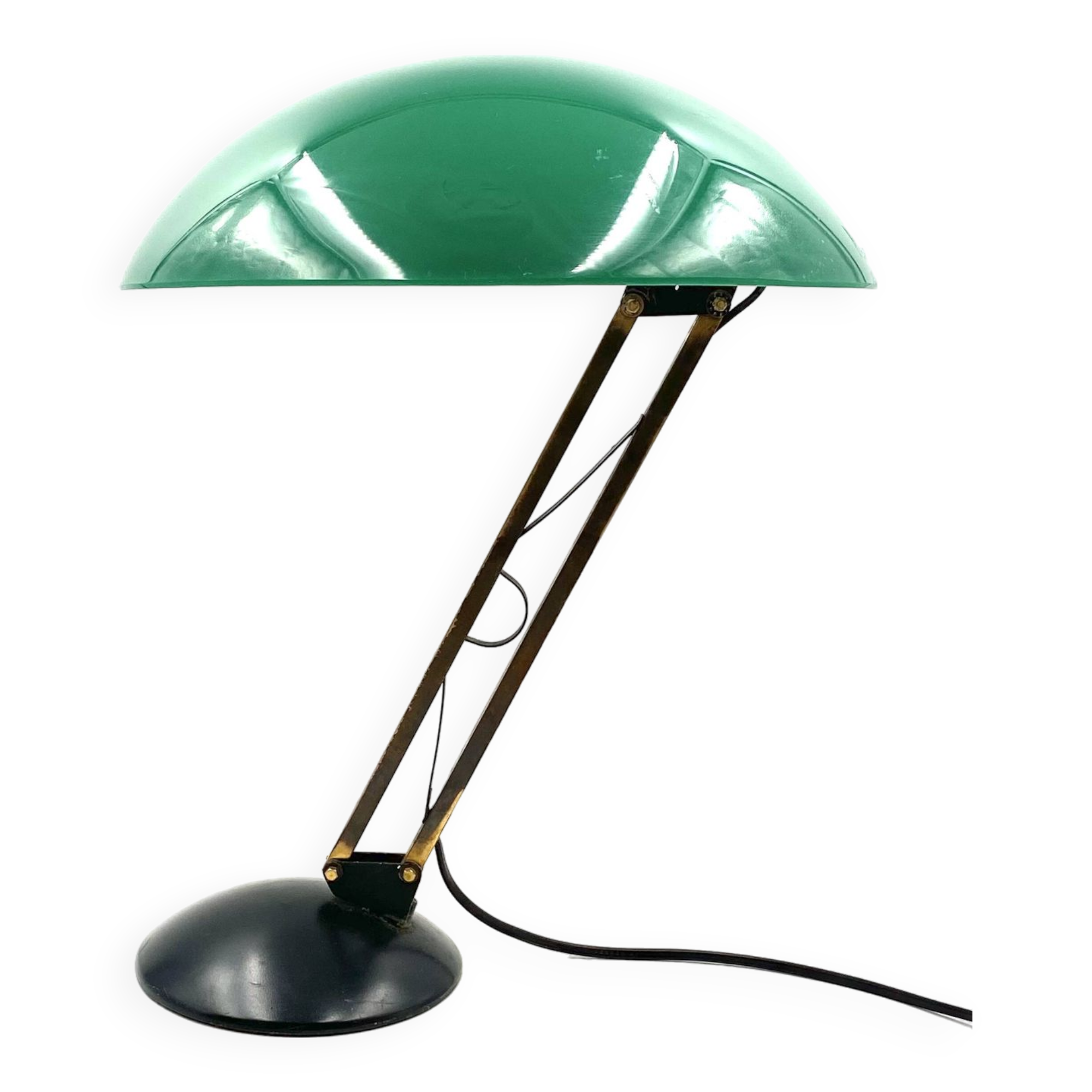 Mid-century green and brass table lamp, Italy 1960s