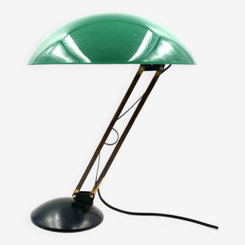 Lampe de table vintage verte et laiton, Italie 1960
