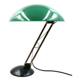Lampe de table vintage verte et laiton, Italie 1960