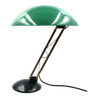 Lampe de table vintage verte et laiton, Italie 1960