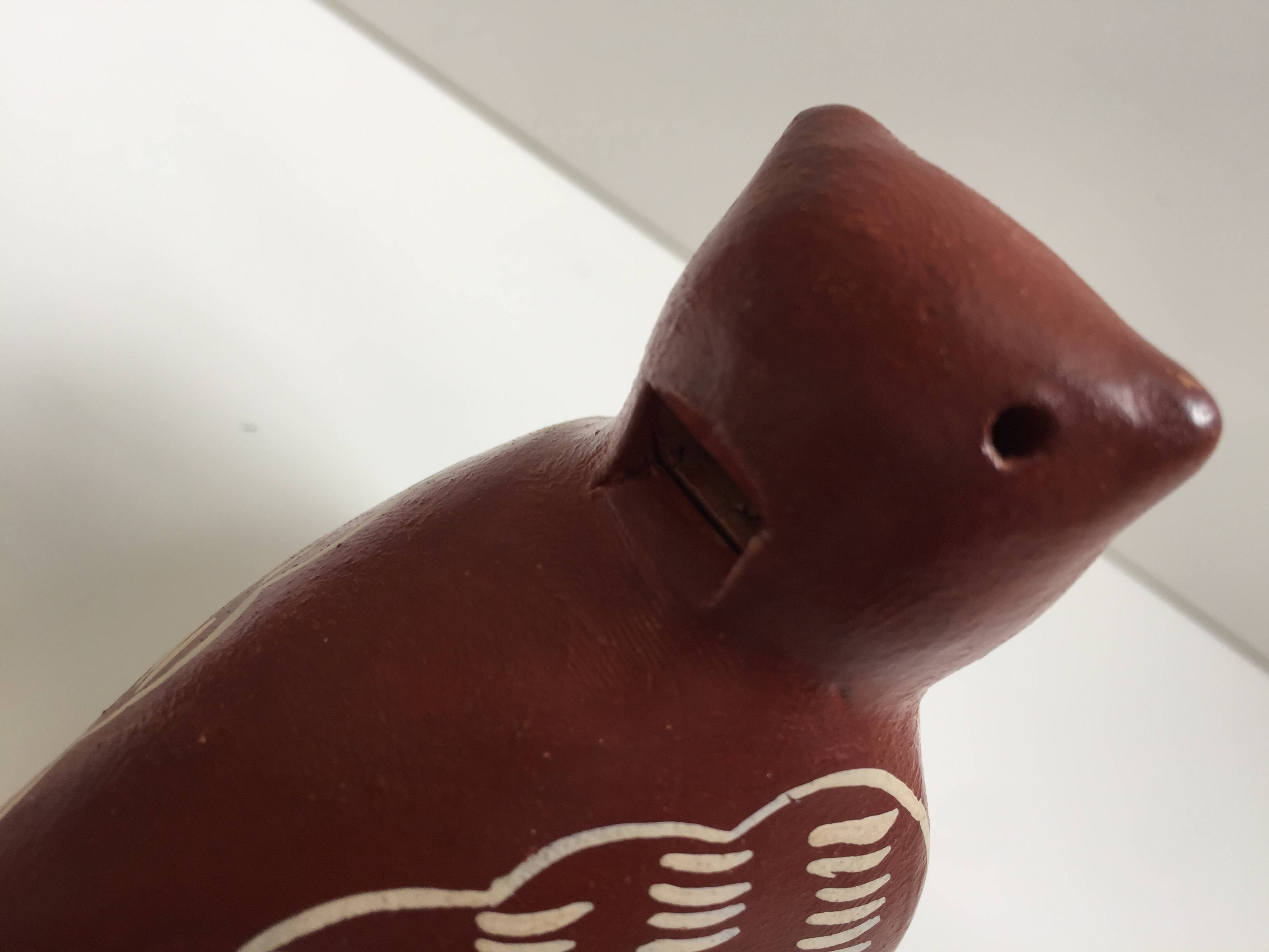 Ceramic Sculpture Figurine Whistle Call Owl Tawny Owl Nazca Chimu..