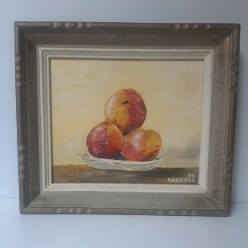 Signed still life with fruit framed painting