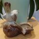 Small vintage enameled ceramic bird bowl