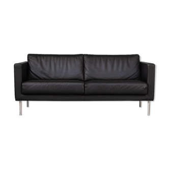 90s black leather ‘divanie e poltrone’ sofa for Giulio Marelli