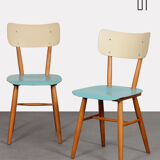 Pair of vintage wooden chairs produced by Ton, 1960