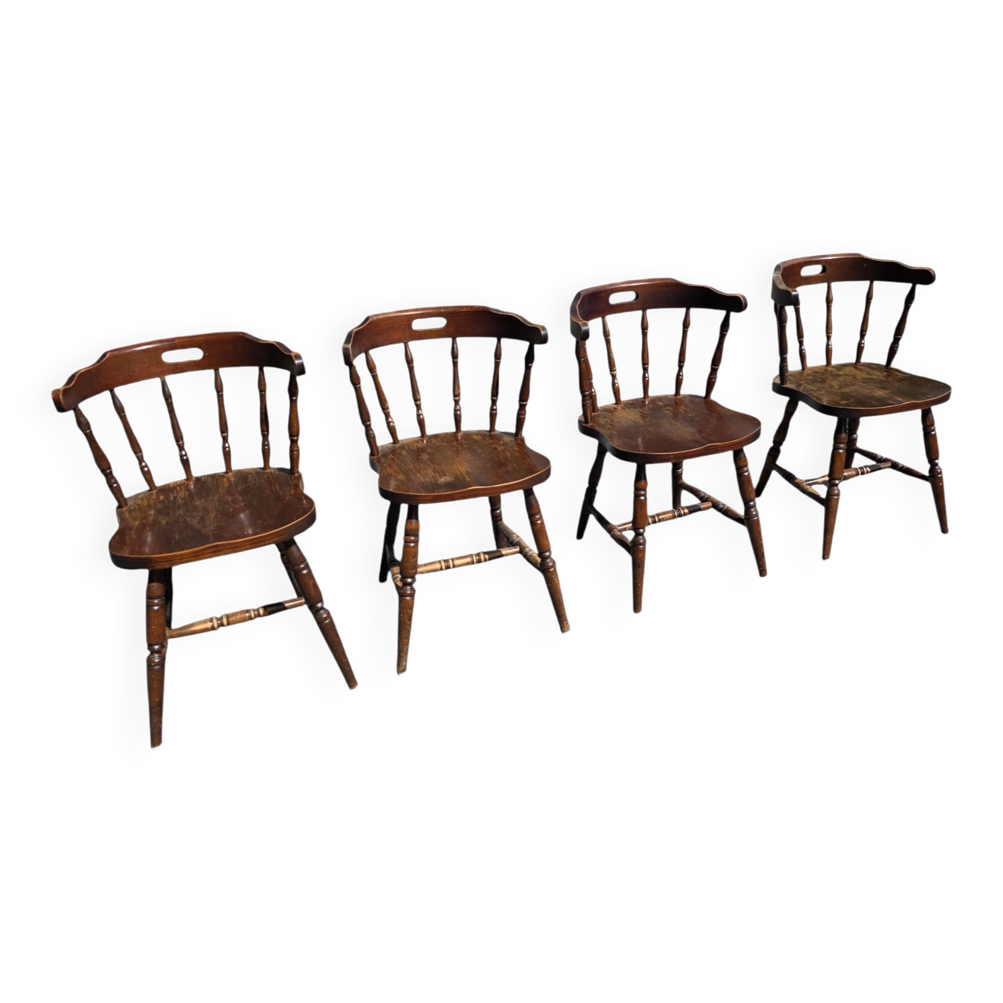 4 fauteuils bistrot style western en hêtre