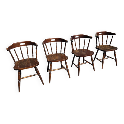 4 fauteuils bistrot style western en hêtre