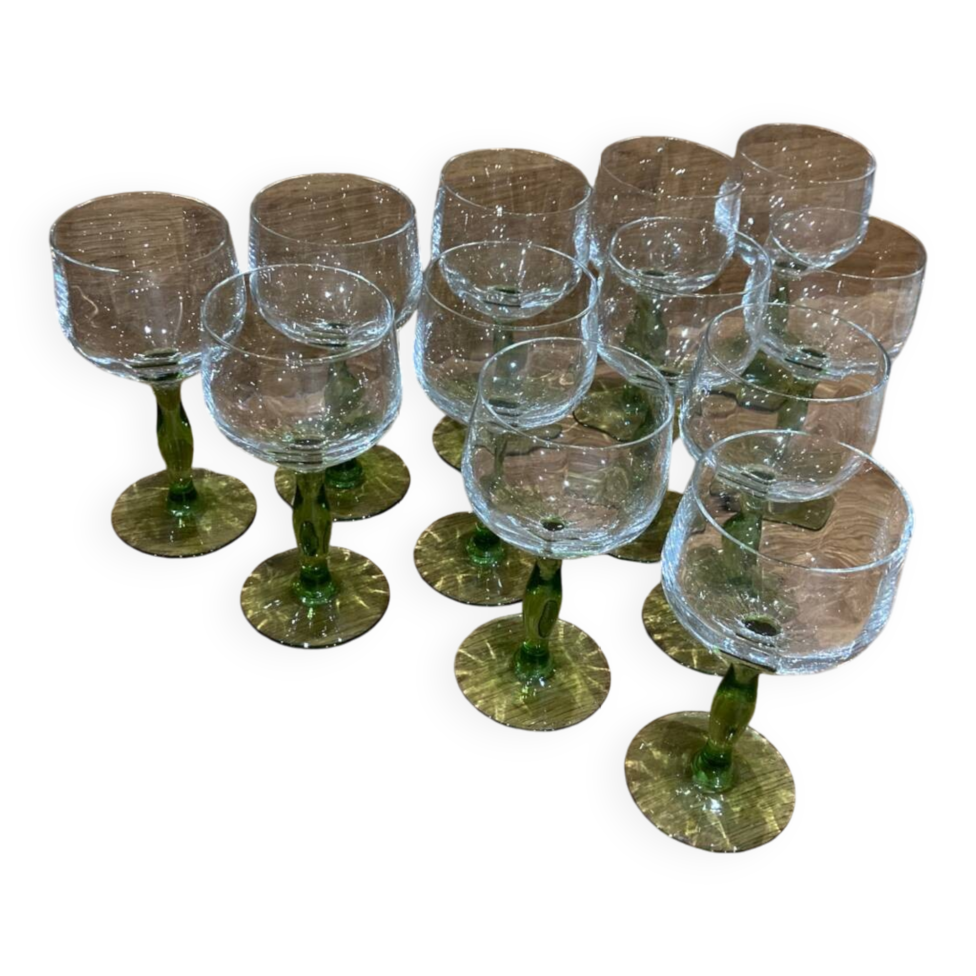 Verres à pied vintage pied vert