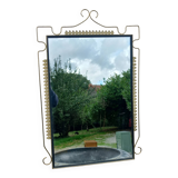 Vintage 1950s neoclassical style gold metal mirror