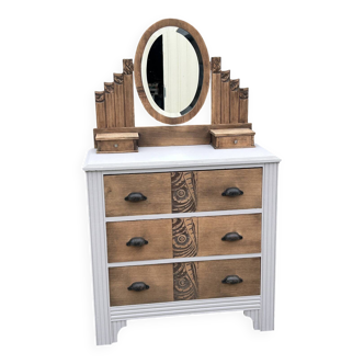 Dressing table chest of drawers, Art Deco, refurbished, 1930s