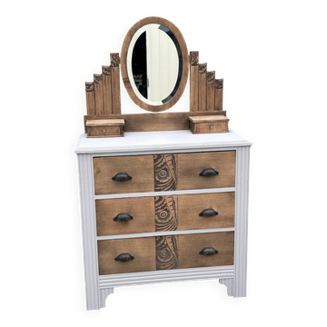 Dressing table chest of drawers, Art Deco, refurbished, 1930s