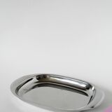 Plat rectangulaire en inox, bords arrondis Design, 1970
