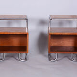 Tables de chevet en chêne Bauhaus, Mucke-Melder, Tchéquie, années 1930
