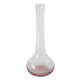 Large pink bubbled glass vase, in the style of Biot, Signed, 1970