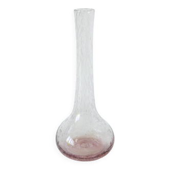 Vse en verre bullé rose, dans le goût de Biot, signé, 1970