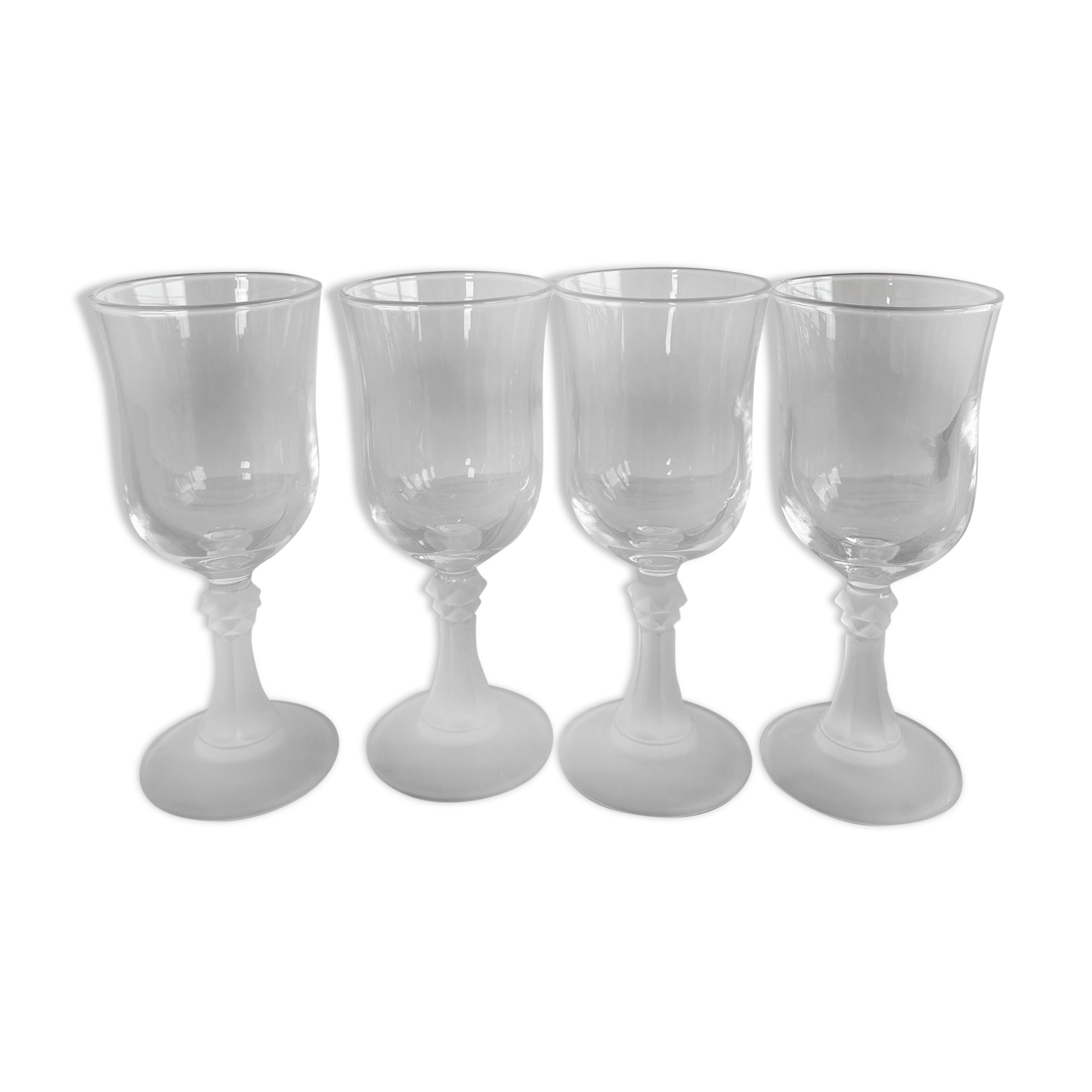Set de 4 petits verres à pied verre transparent et dépoli