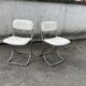Pair of vintage chrome cantilever chairs, white leatherette – 1970s