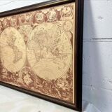 Vintage world map / world map in wooden frame
