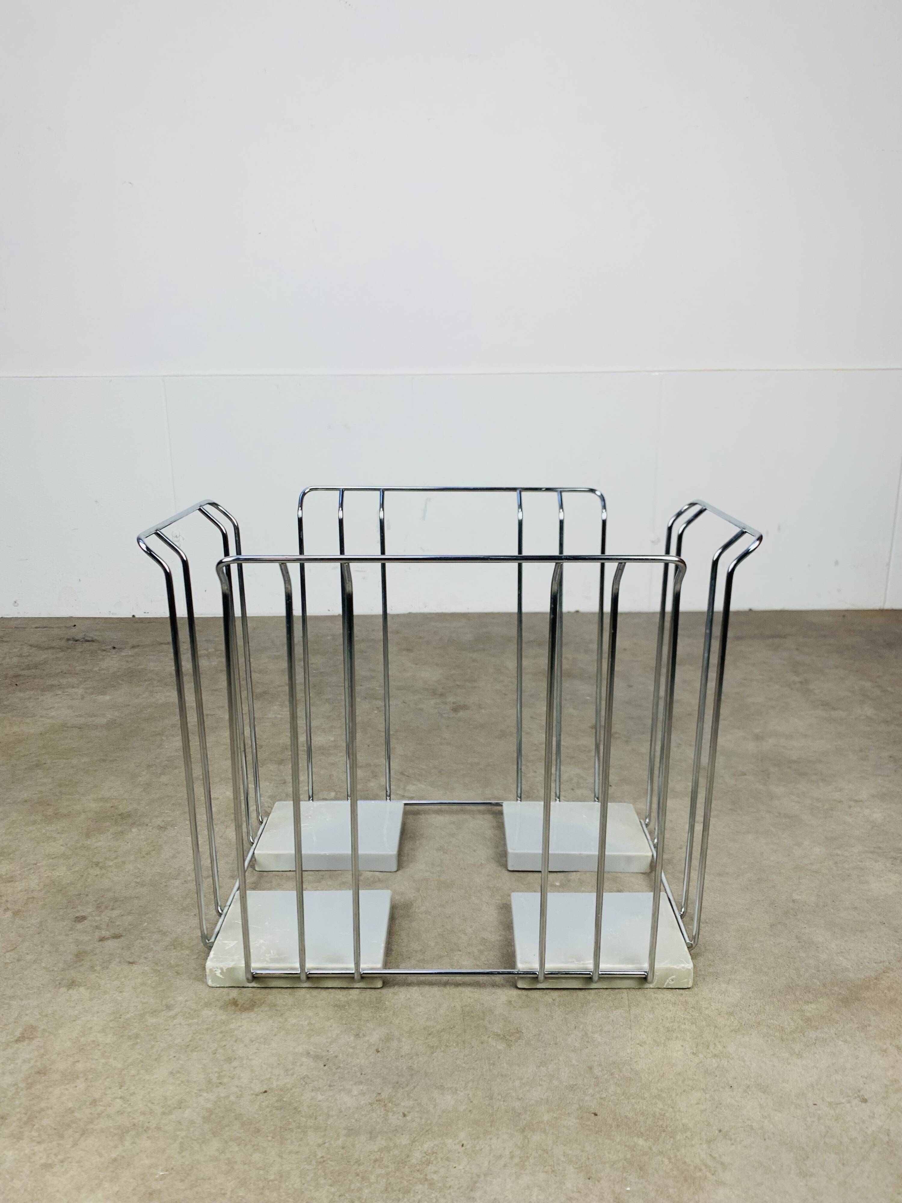 Vintage chrome metal magazine rack
