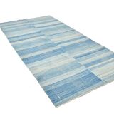 5x9 Blue & Beige Modern Kilim Rug, 147x288Cm