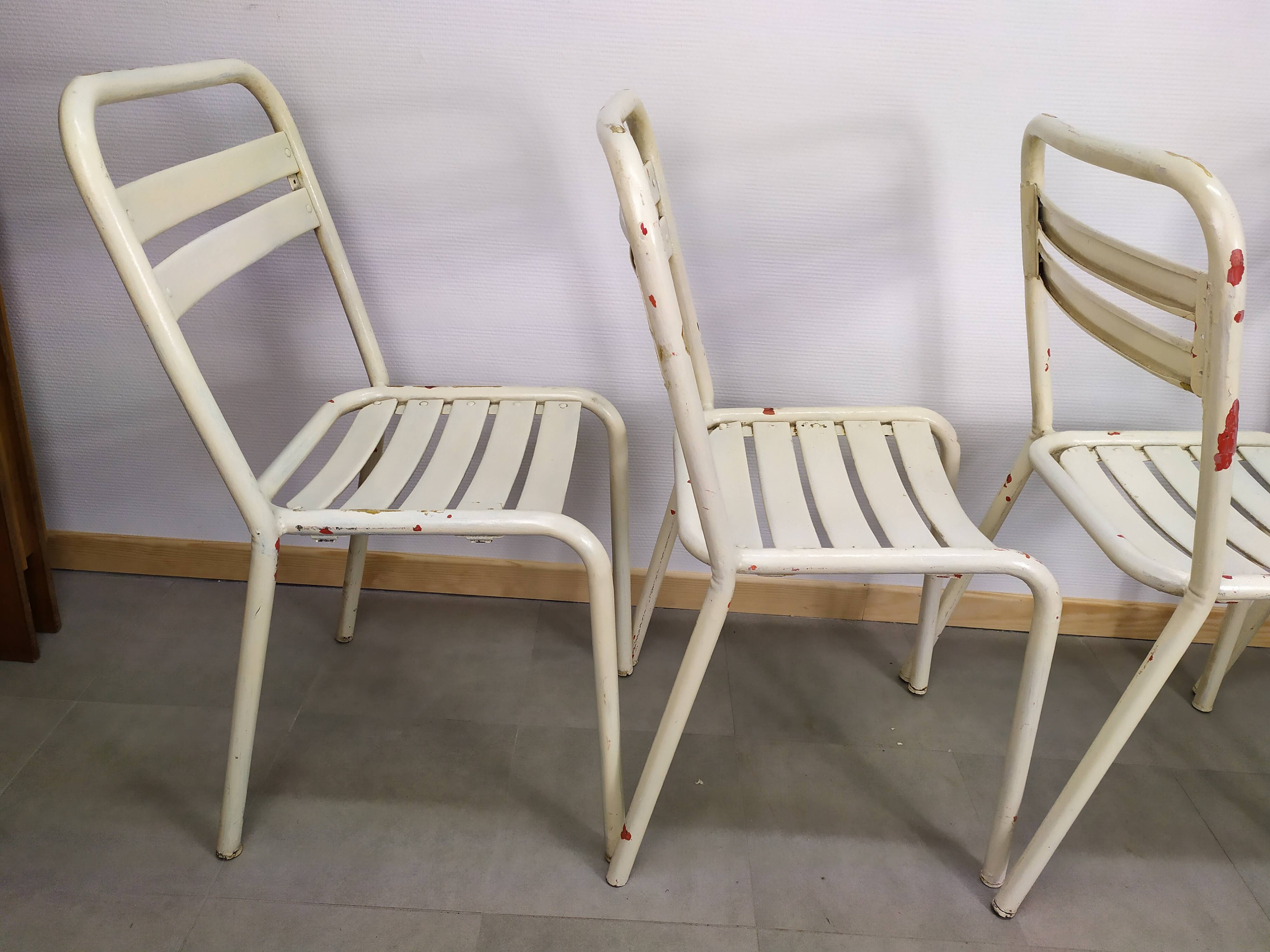 Lot of 4 chairs Tolix T2 by Xavier Pauchard 1950