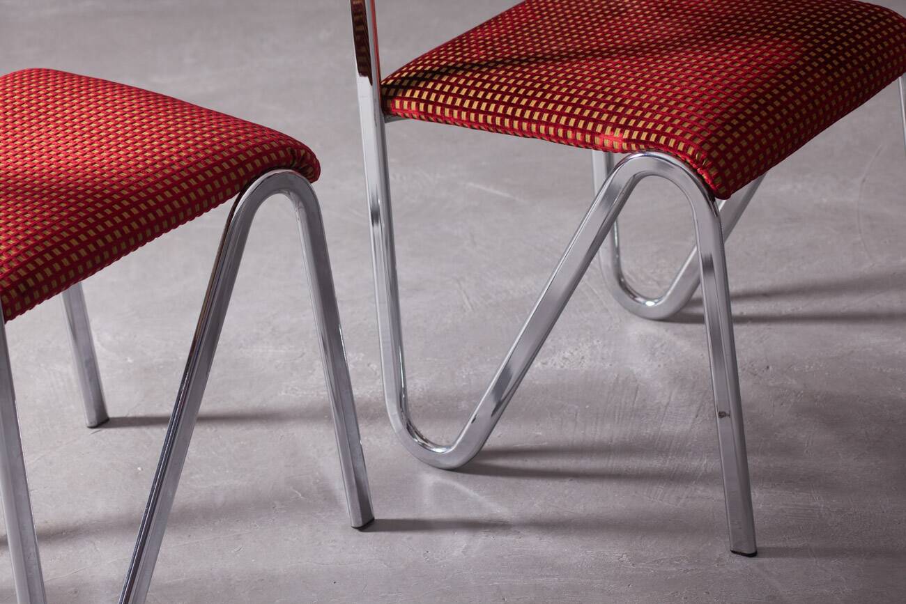 Vintage steel stacking chairs, Germany, 1980s, set of 4