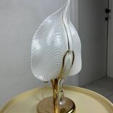 Vintage Hollywood Regency table lamp glass leaf