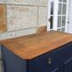 Antique solid wood sideboard – Deep blue & wooden top