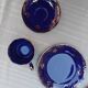 Superb Coffee/Tea Trio in Cobalt Blue & Gold Porcelain - Chodzież Poland