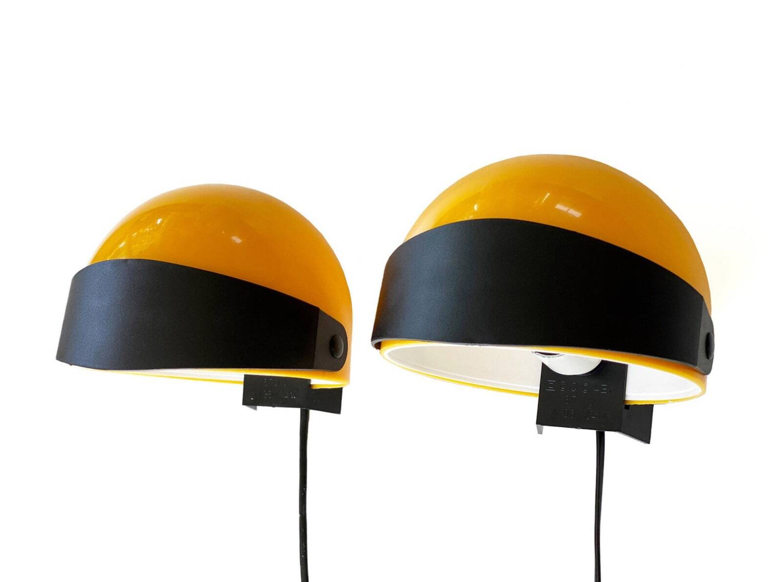 2 Space Age Visir V176 wall lamps designed by Lennart Centervall, 1970s vintage helmet lights