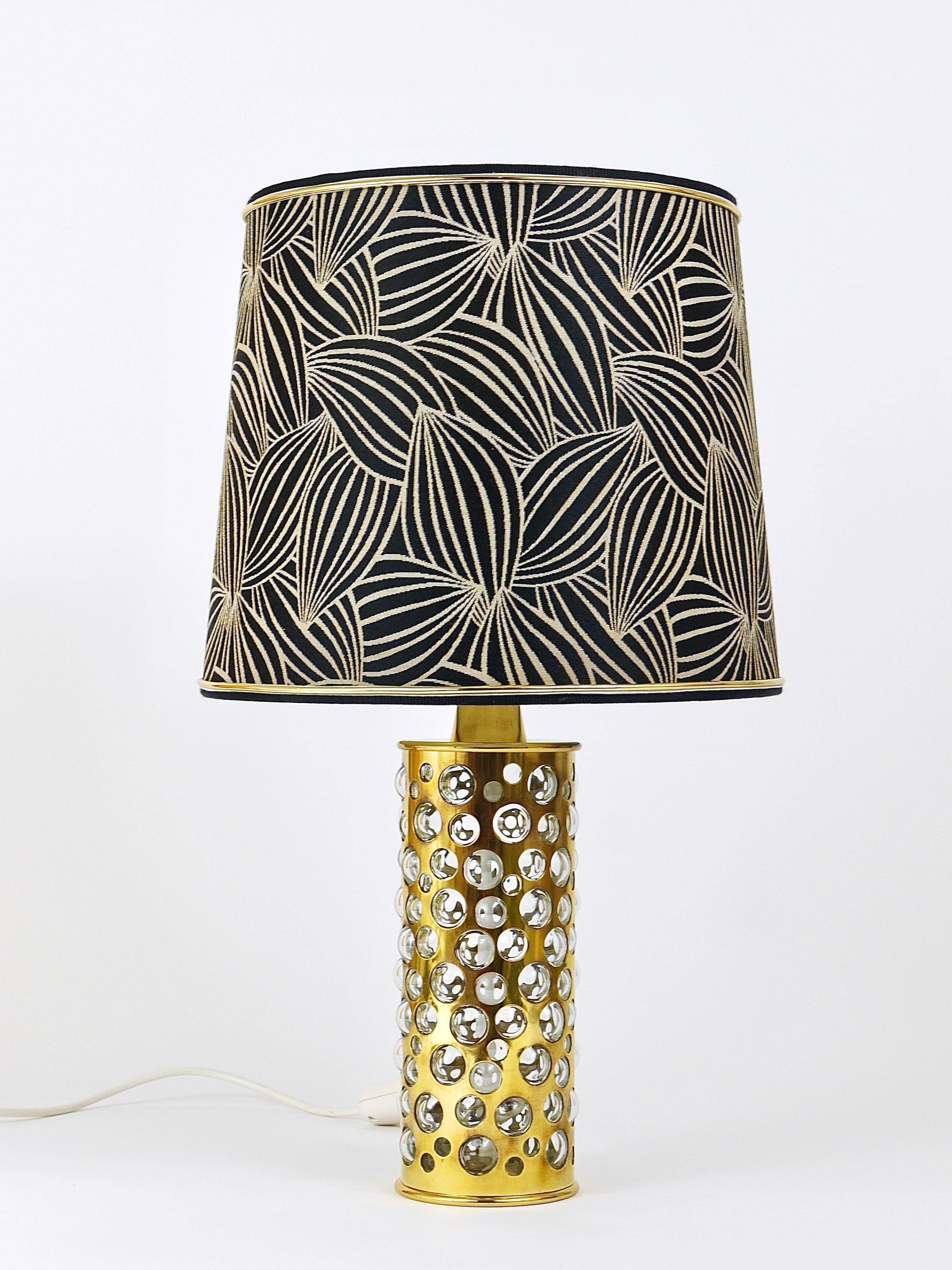 Rupert table lamp by Nikoll mid-century in brass tube and bubble glass, Austria, 1950s.