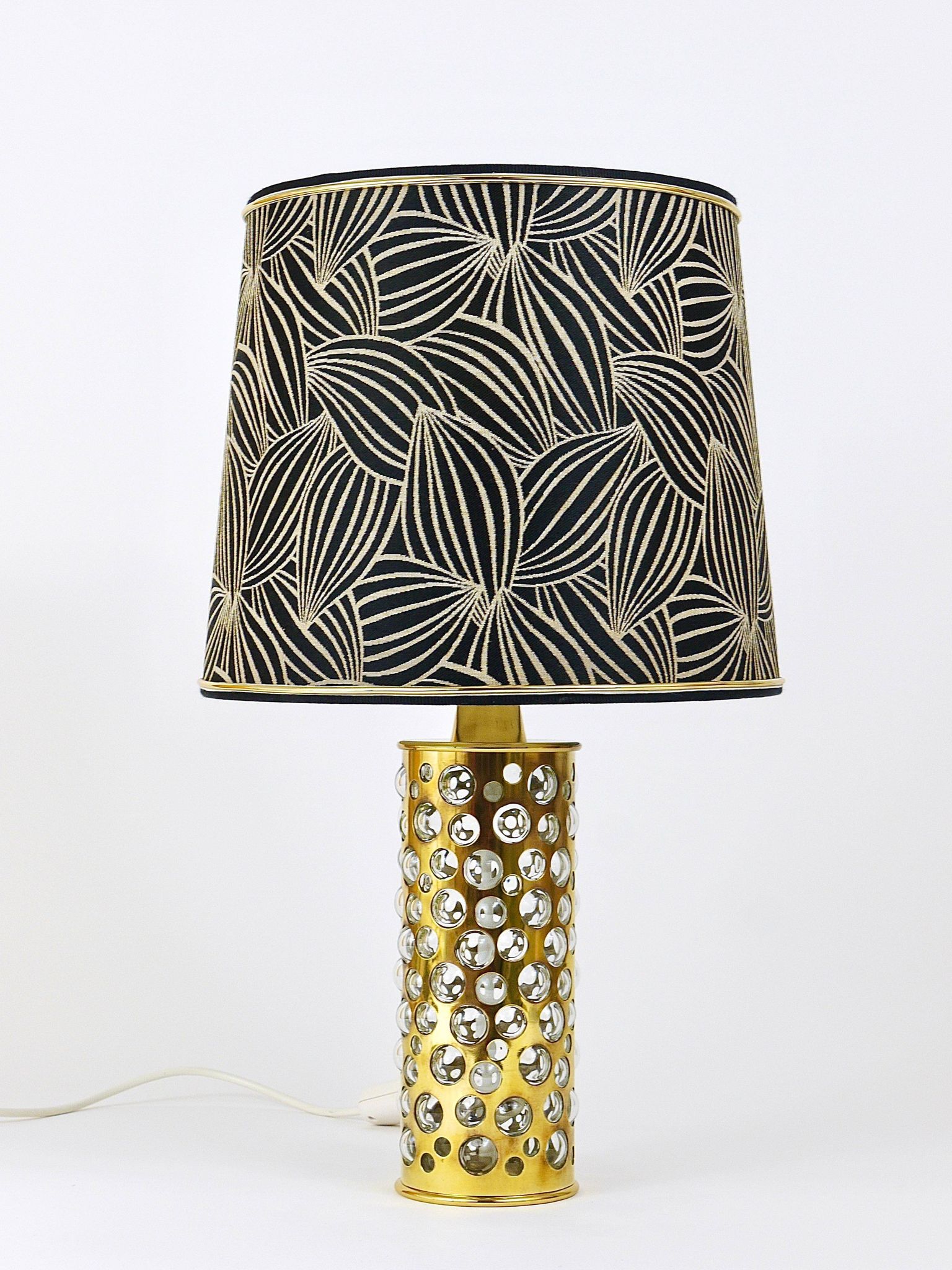 Rupert table lamp by Nikoll mid-century in brass tube and bubble glass, Austria, 1950s.