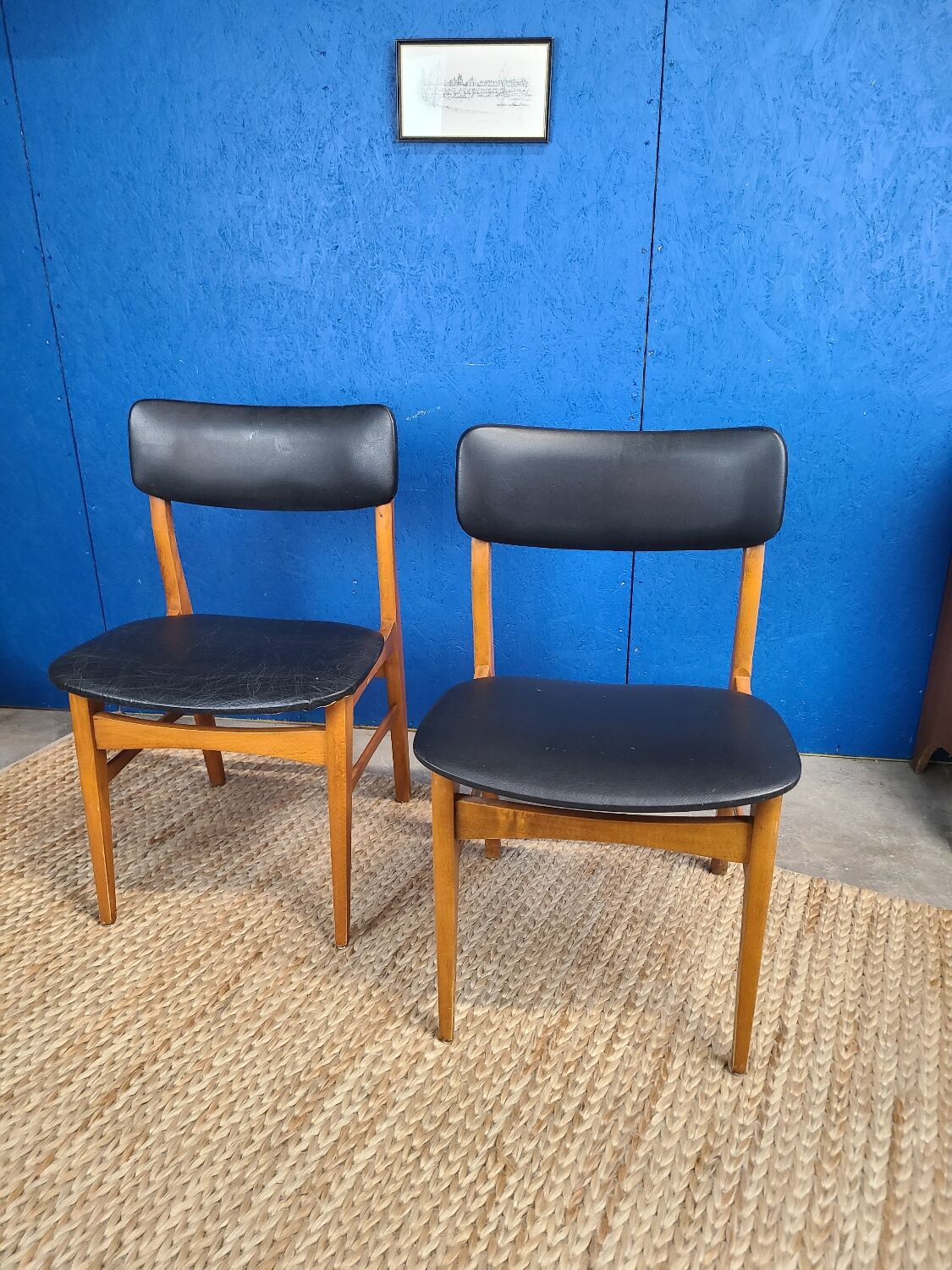 Scandinavian chair circa 1970 black skai