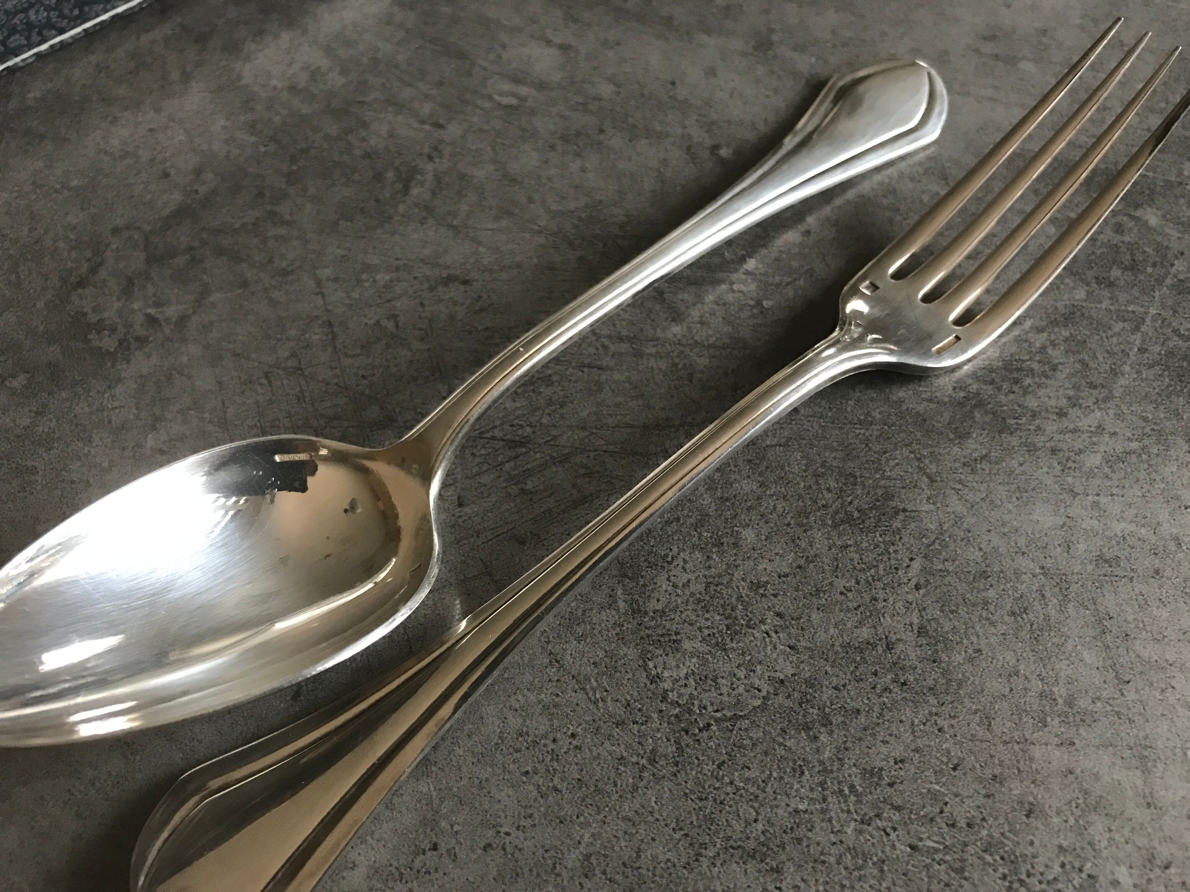 Case with cutlery christofle fork and spoon in silver metal