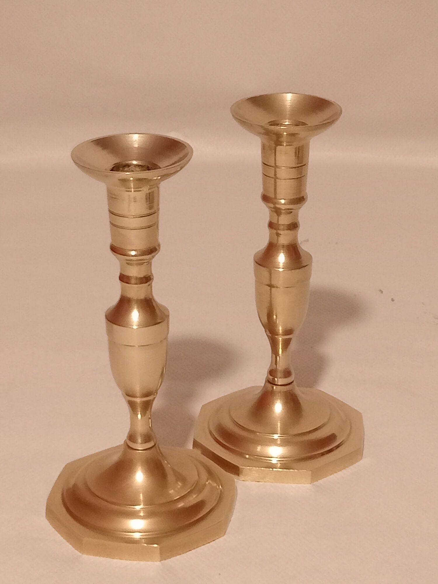 Pair of brass candle holders from the 50s