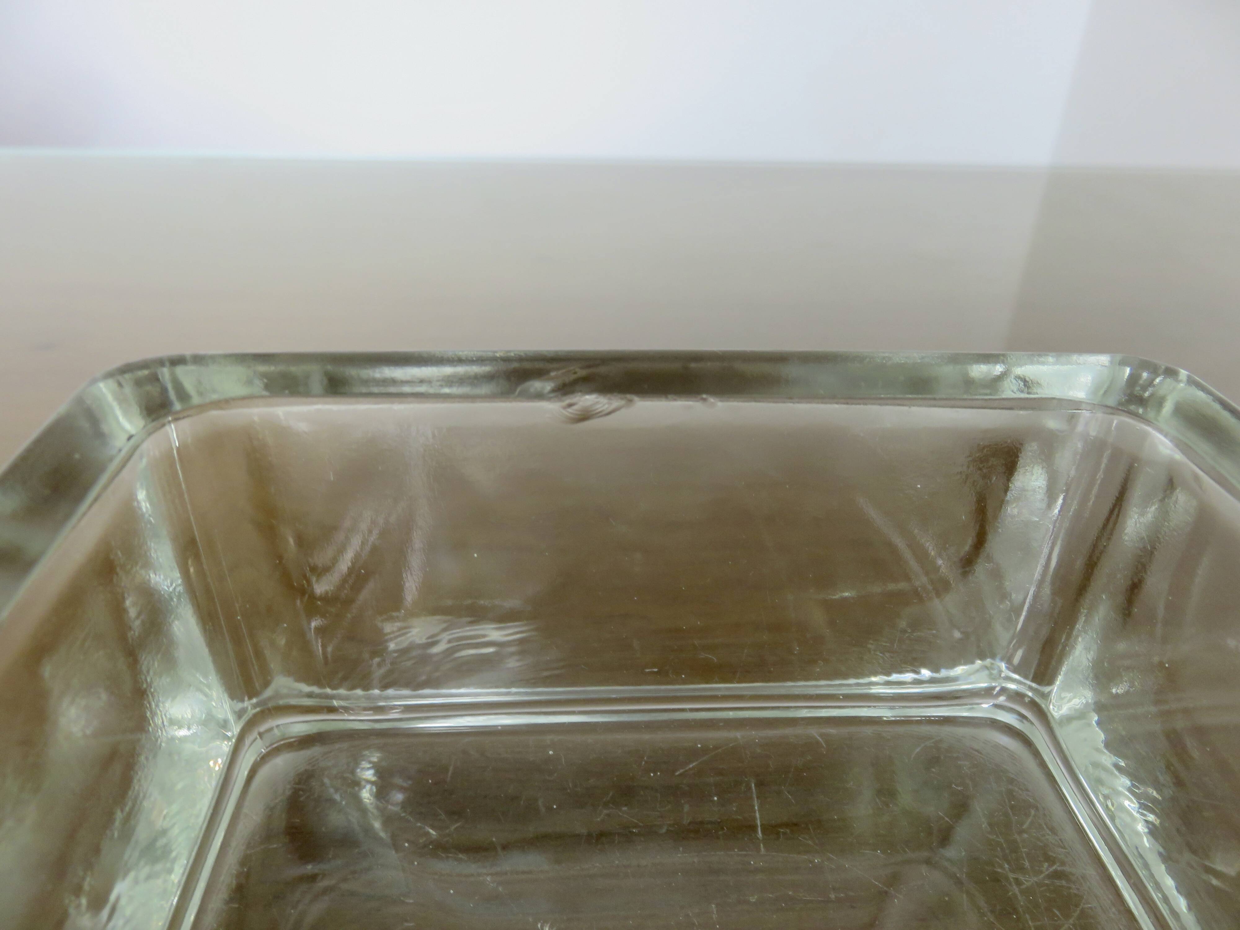 Glass slab, ashtray, pocket emptier, signed LUMAX, 1940s 50s.