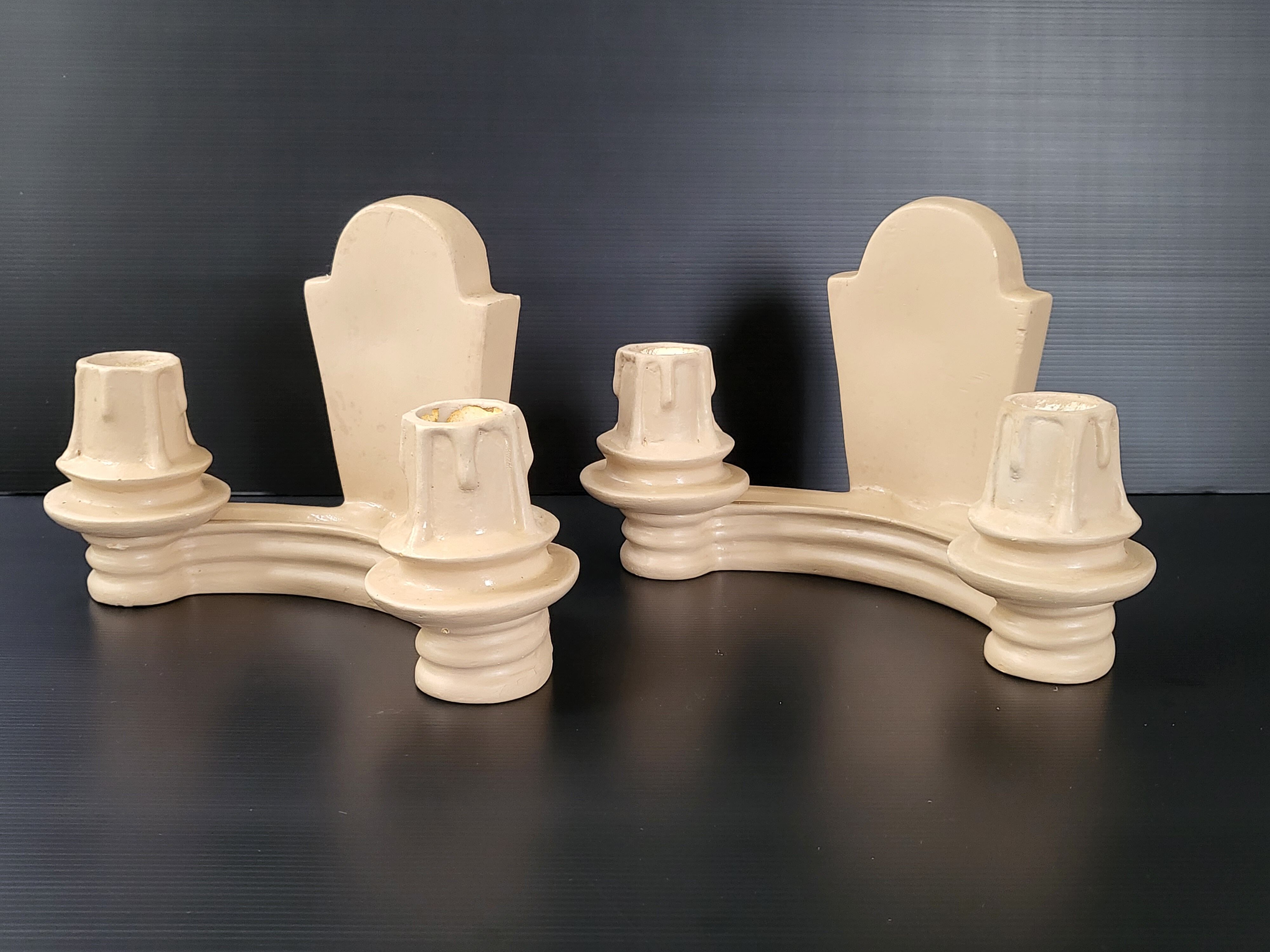 Paire d'appliques en plâtre 1940 vintage