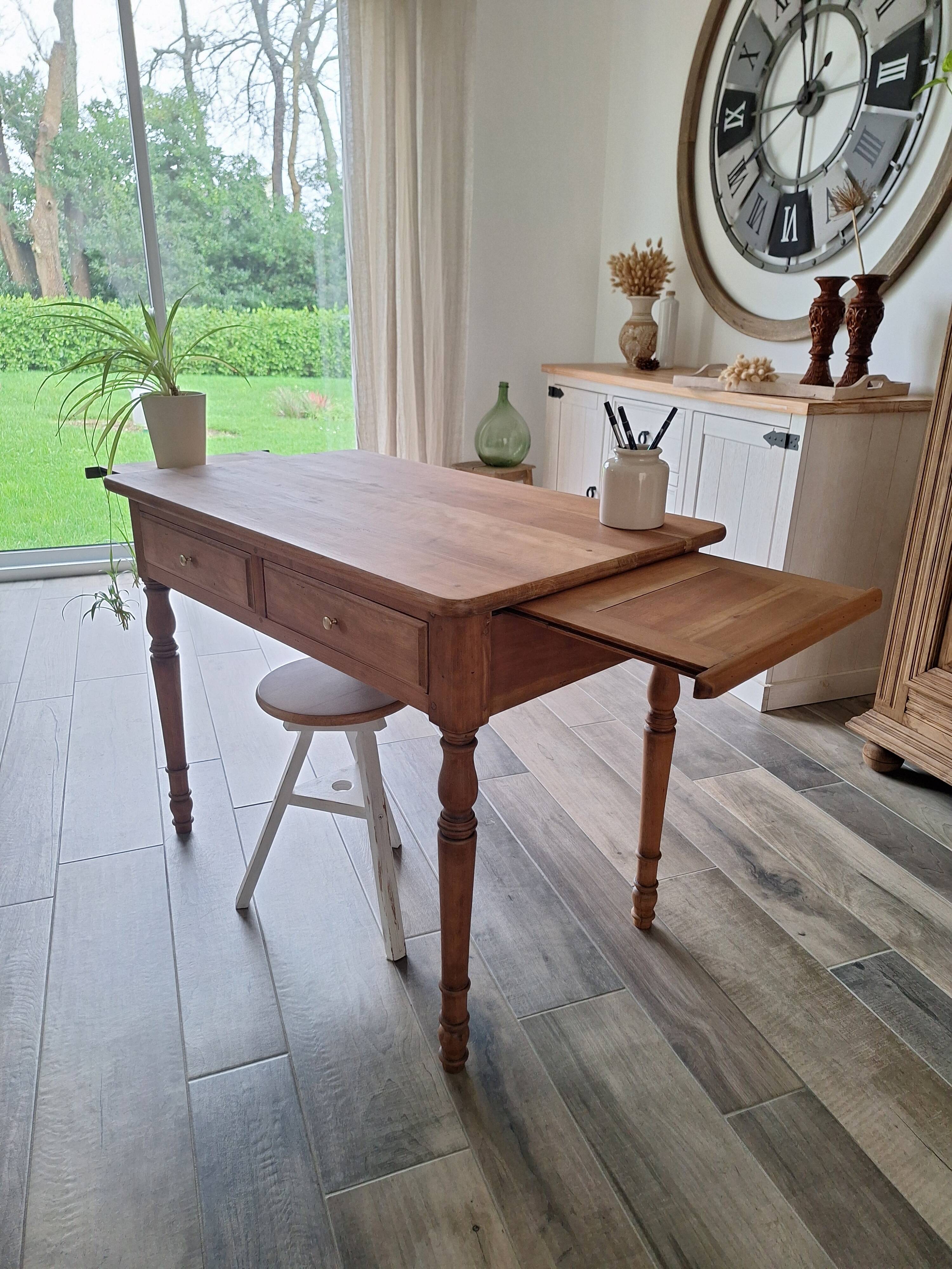Vintage solid wood desk with extensions.