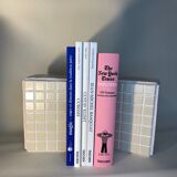 Pair of beige and white bookends