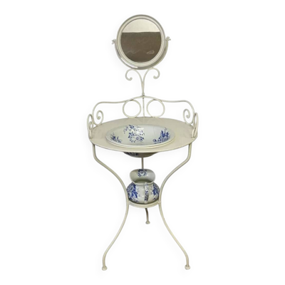 Coiffeuse en fer forgé ancienne / Meuble de toilette vintage