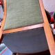 Voltaire armchairs in green velvet, the pair