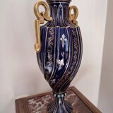 Two-handled baluster vase in late 19th century earthenware from the Gustave Asch factory (1856-1911)