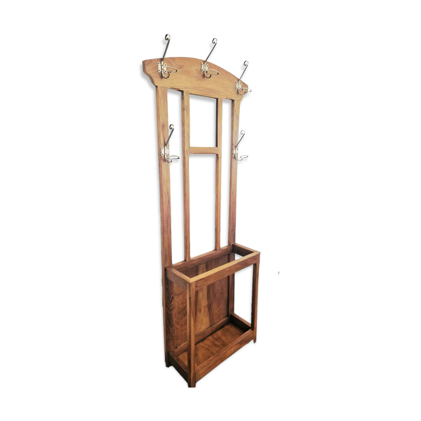Vestiaire d’entrée style Art Déco en bois - Époque 1940 - Miroir et 5