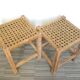 Paire de tabourets en bois et corde années 60