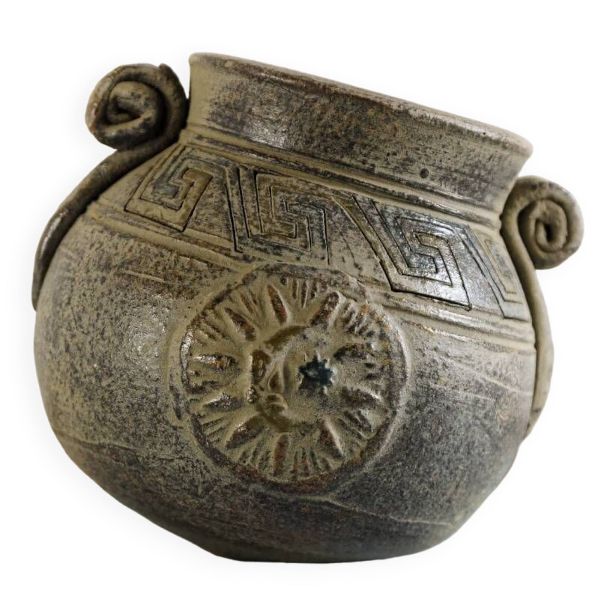 Greek terracotta vase, bronze patina