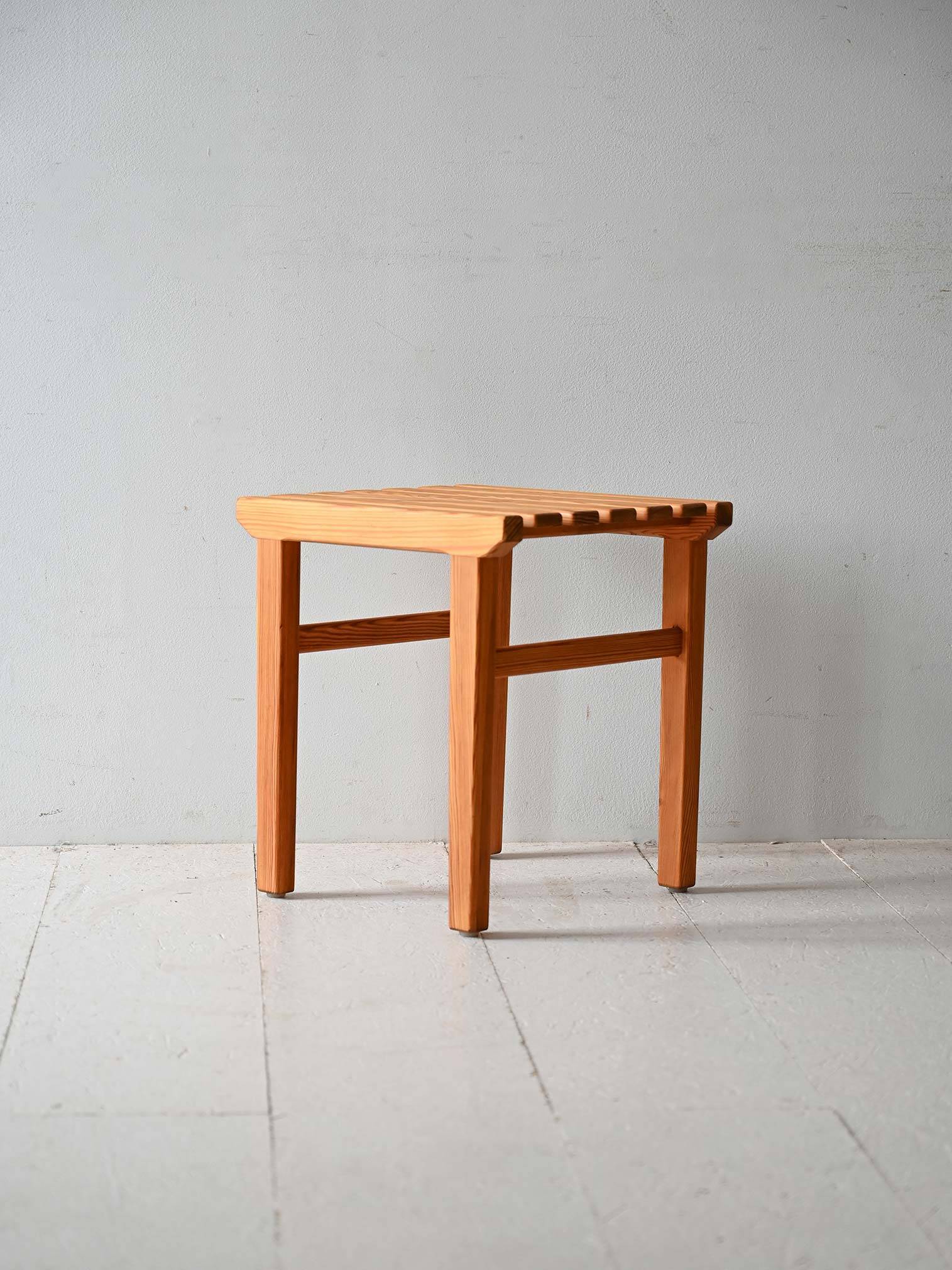 1960s Scandinavian pine slatted stool