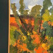 Swedish Oil on Canvas "Autumn Landscape" by Stig Hallblom, Vintage & Framed